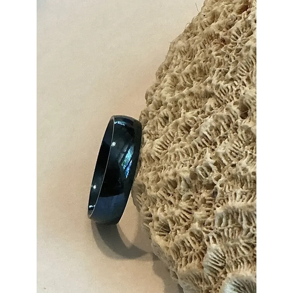 Women’s 316L Stainless Steel Wedding Band Ring Comfort Fit Blue Size 6
